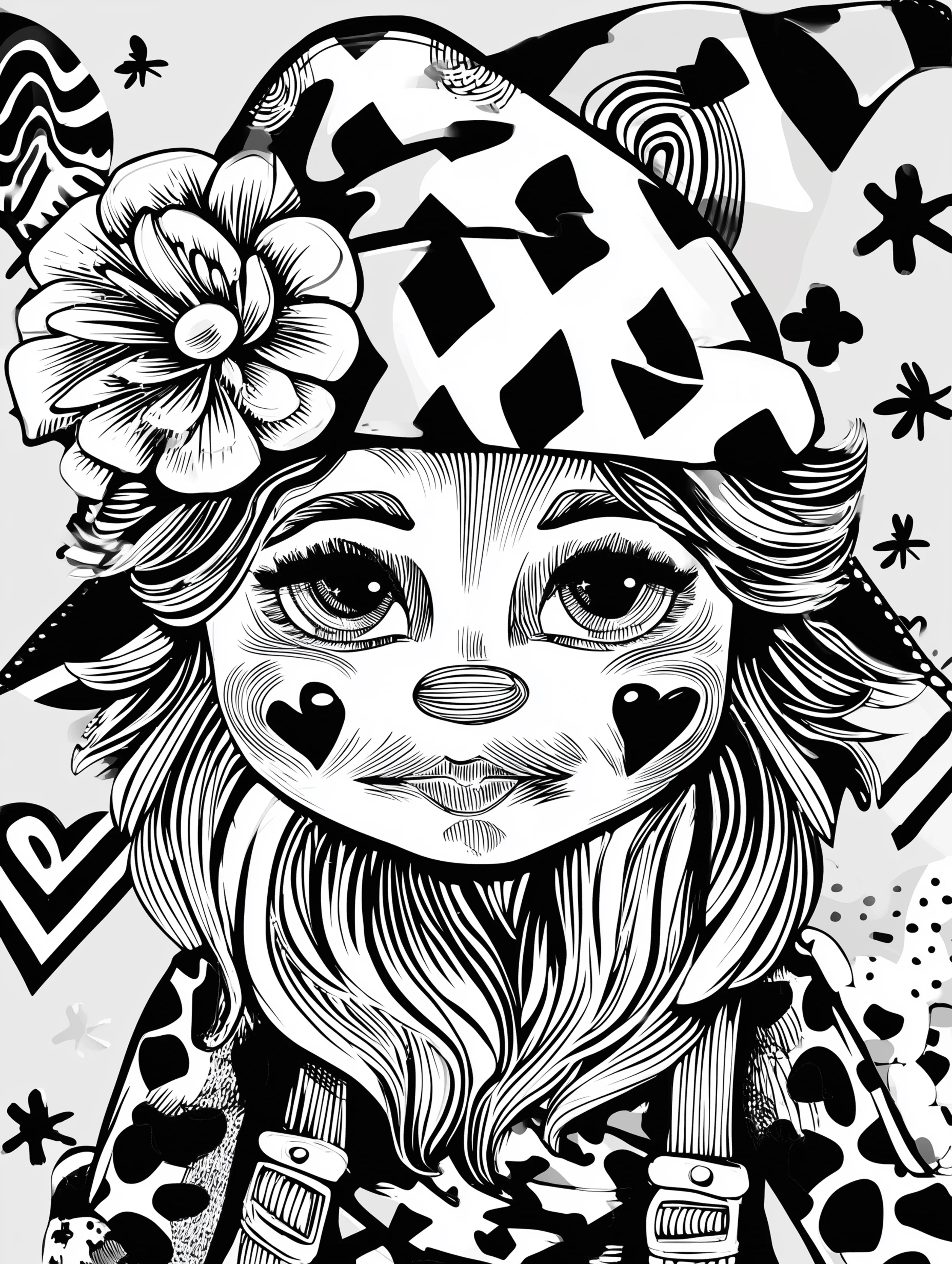 Free printable gnome coloring page for adults featuring a clowny gnome